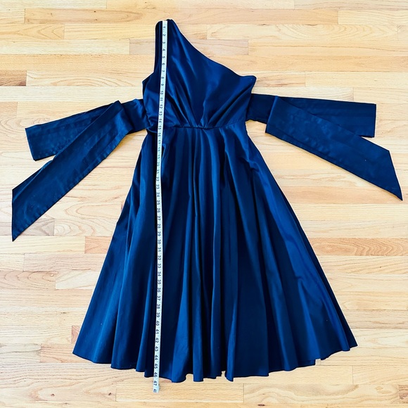 Seed Heritage Black Midi Flared One-Shoulder Dress with Tie-Waist Belt US4 / AU8 - Picture 6 of 8